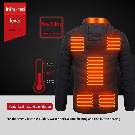ruixin Heated 8-zone jacket, USB charging, hoodie, jacket, heated jacket