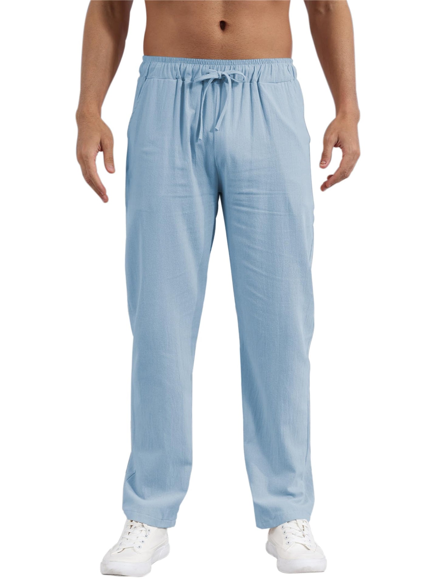 outfit spring Men's Linen Trousers, Lightweight Summer Trousers, Summer Trousers, Long Linen Cotton, Elastic Waist with Drawstring, S-XXXL