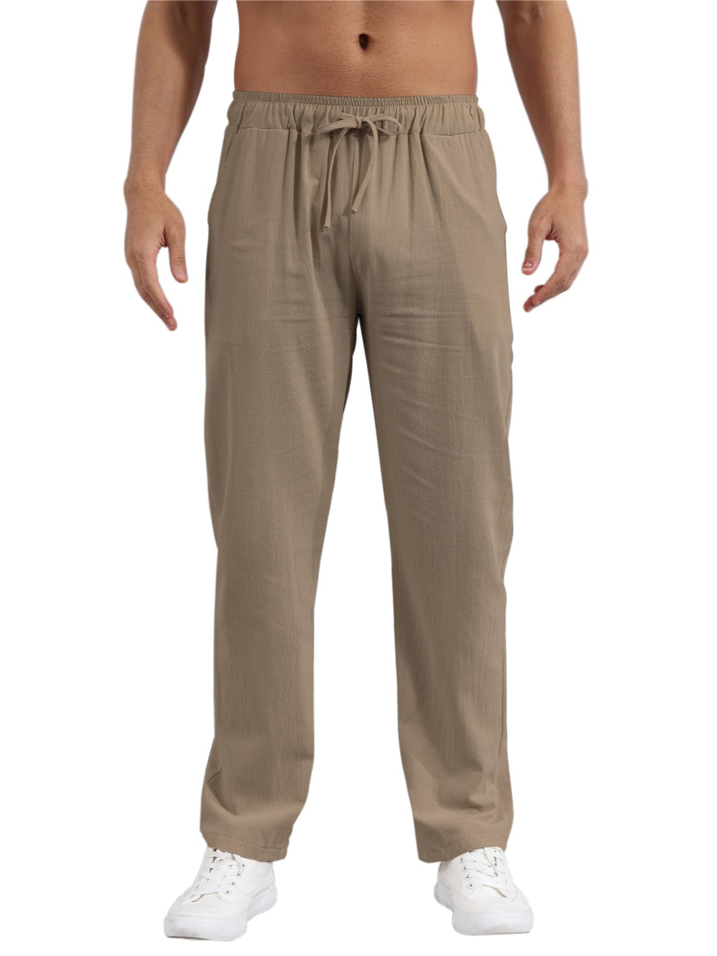 outfit spring Men's Linen Trousers, Lightweight Summer Trousers, Summer Trousers, Long Linen Cotton, Elastic Waist with Drawstring, S-XXXL