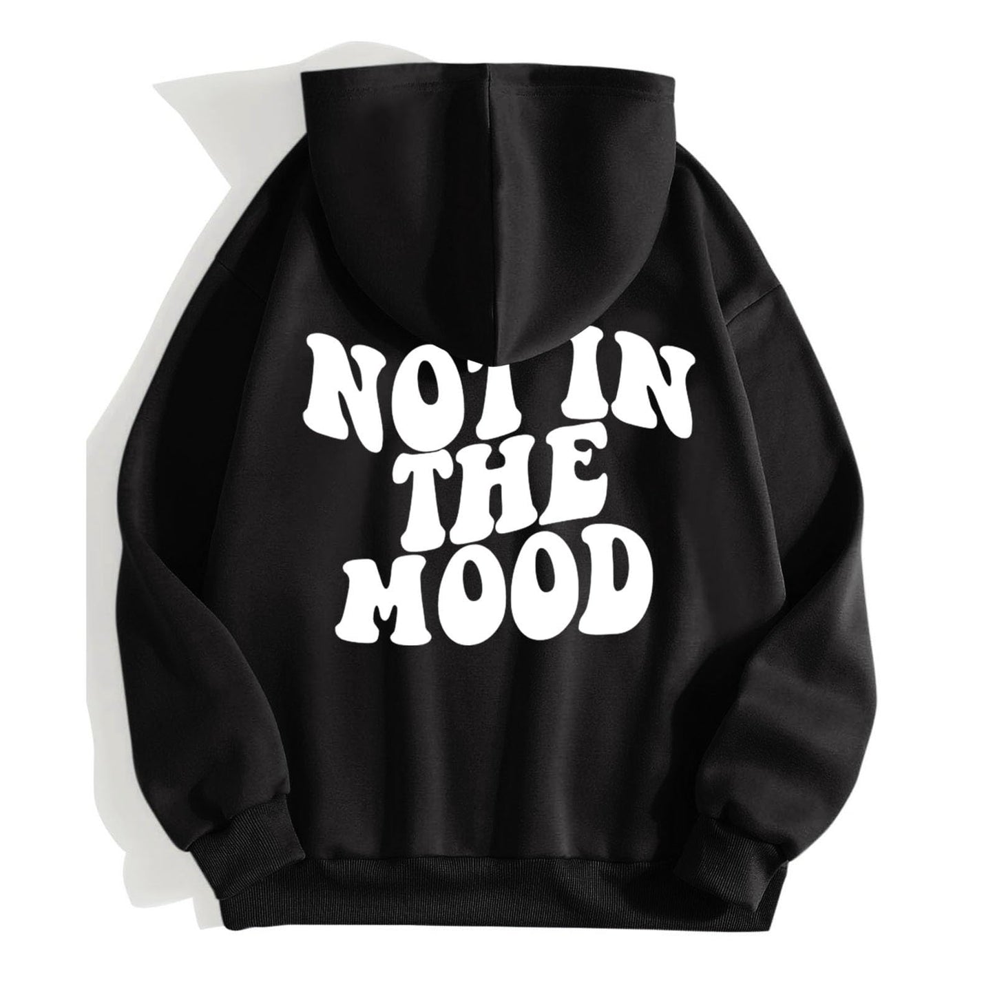 Generisch Thinking Hoodie Casual Loose Letters NOT IN The Moon Print Hoodie For Couples