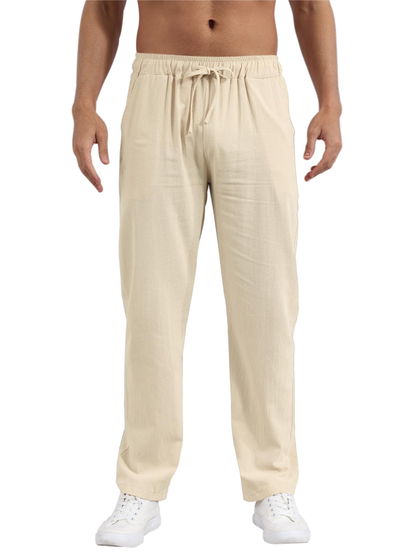 outfit spring Men's Linen Trousers, Lightweight Summer Trousers, Summer Trousers, Long Linen Cotton, Elastic Waist with Drawstring, S-XXXL
