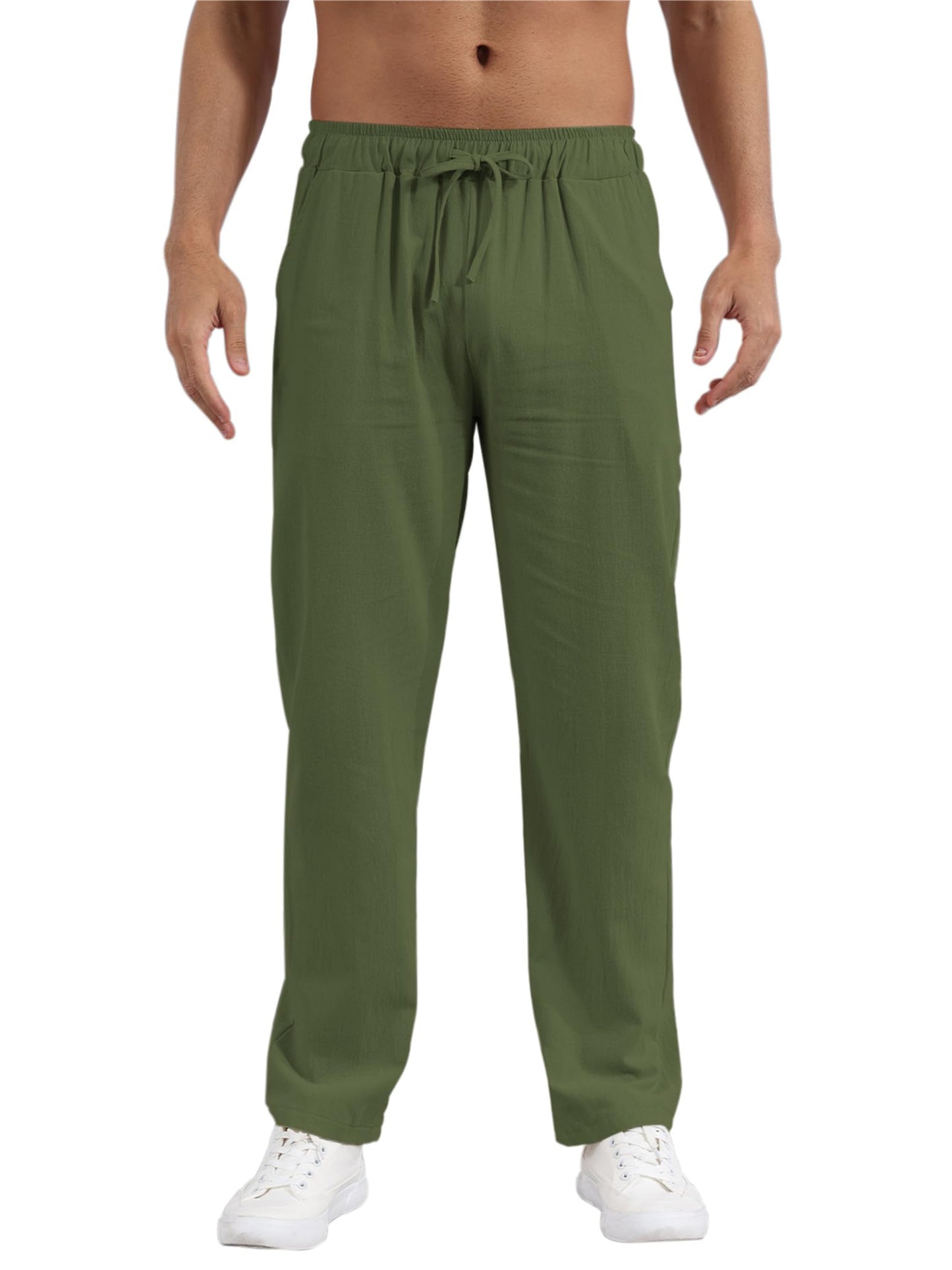 outfit spring Men's Linen Trousers, Lightweight Summer Trousers, Summer Trousers, Long Linen Cotton, Elastic Waist with Drawstring, S-XXXL