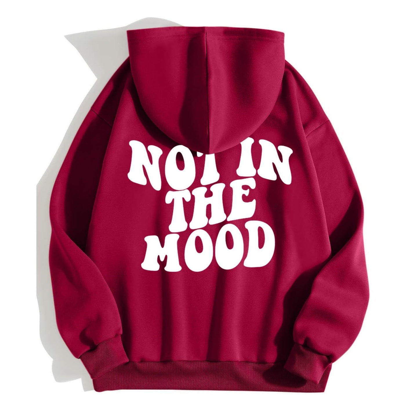 Generisch Thinking Hoodie Casual Loose Letters NOT IN The Moon Print Hoodie For Couples