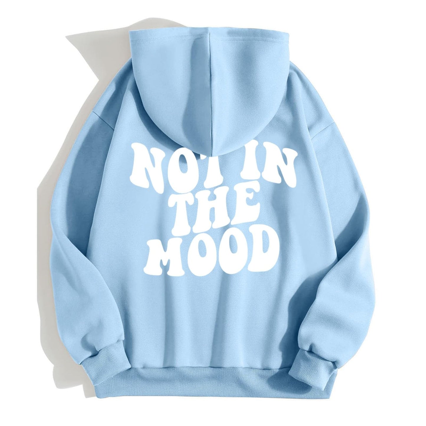 Generisch Thinking Hoodie Casual Loose Letters NOT IN The Moon Print Hoodie For Couples