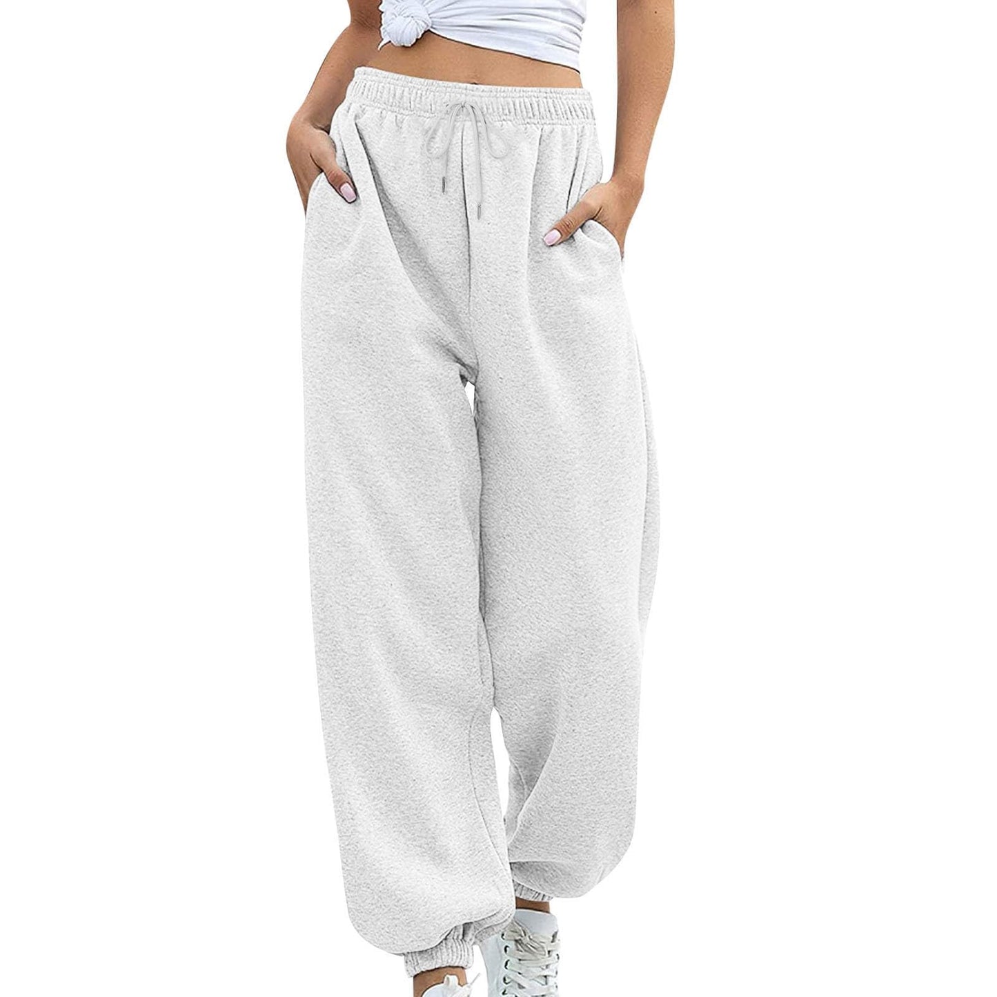 Trousers women's jogging pants house trousers leisure trousers thickened cotton loose drawstring feet casual straight trousers sports trousers women loose trousers