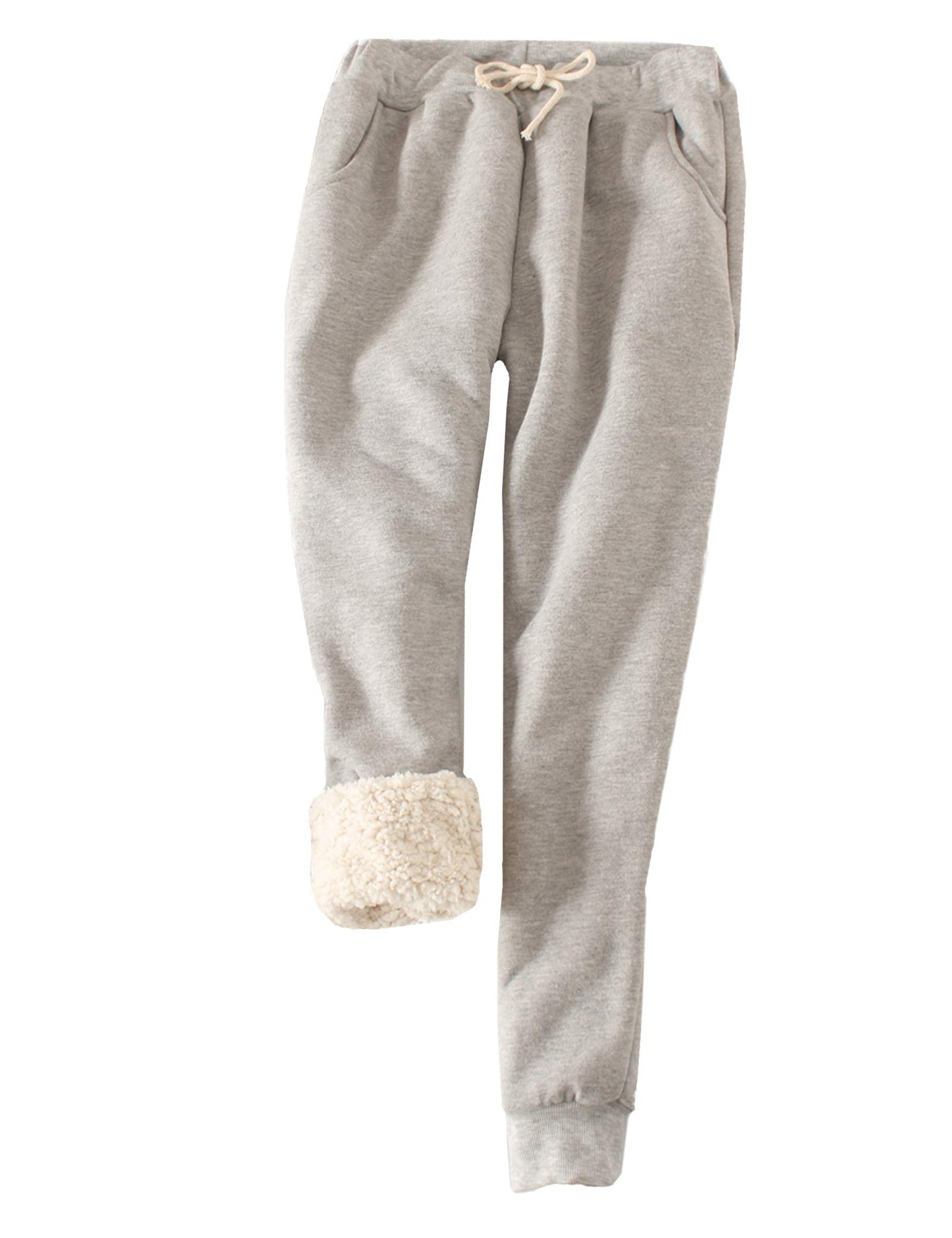 Facdiby Women's Sweatpants, Sherpa Lined Warm Athletic Joggers Winter Fleece Trousers