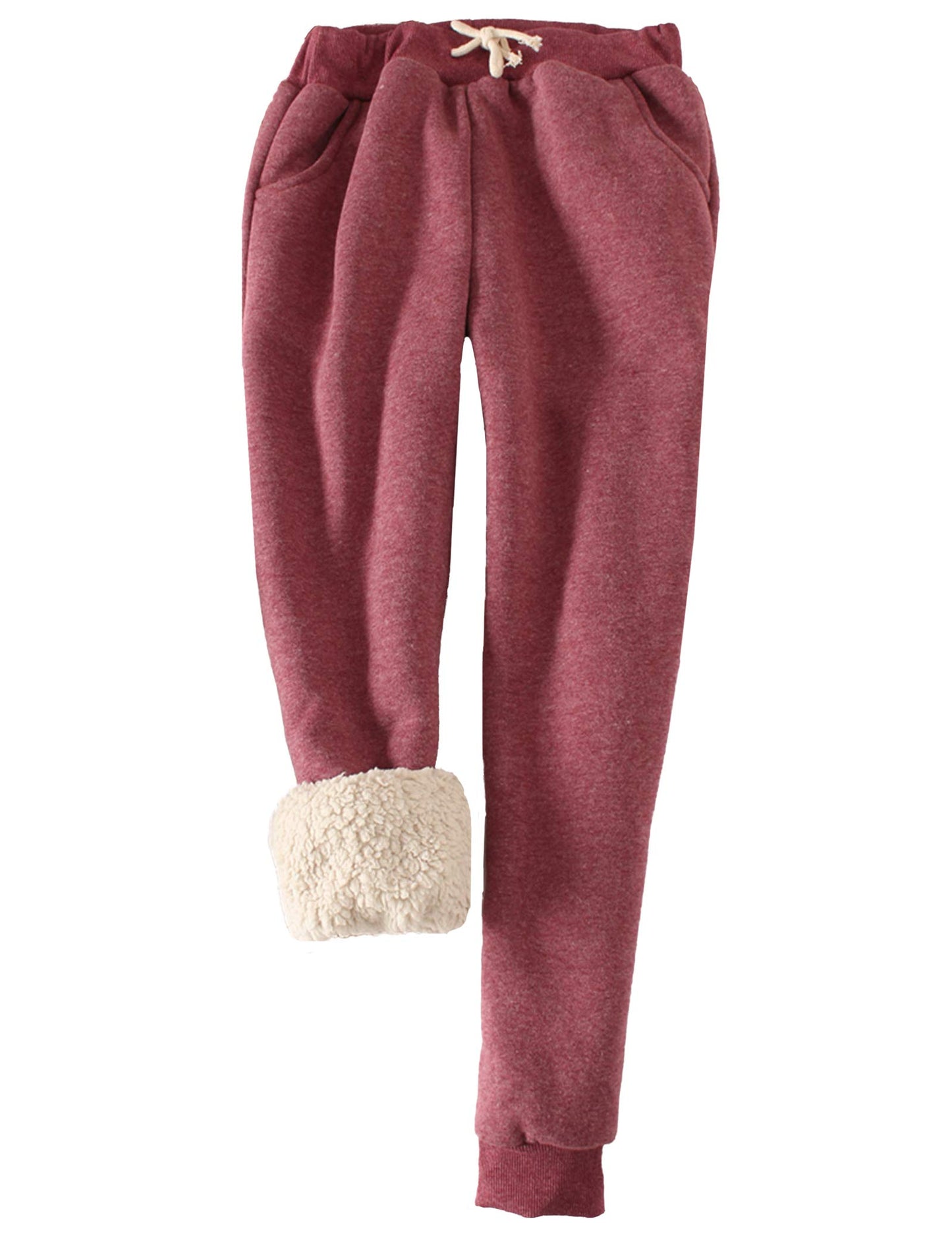 Facdiby Women's Sweatpants, Sherpa Lined Warm Athletic Joggers Winter Fleece Trousers