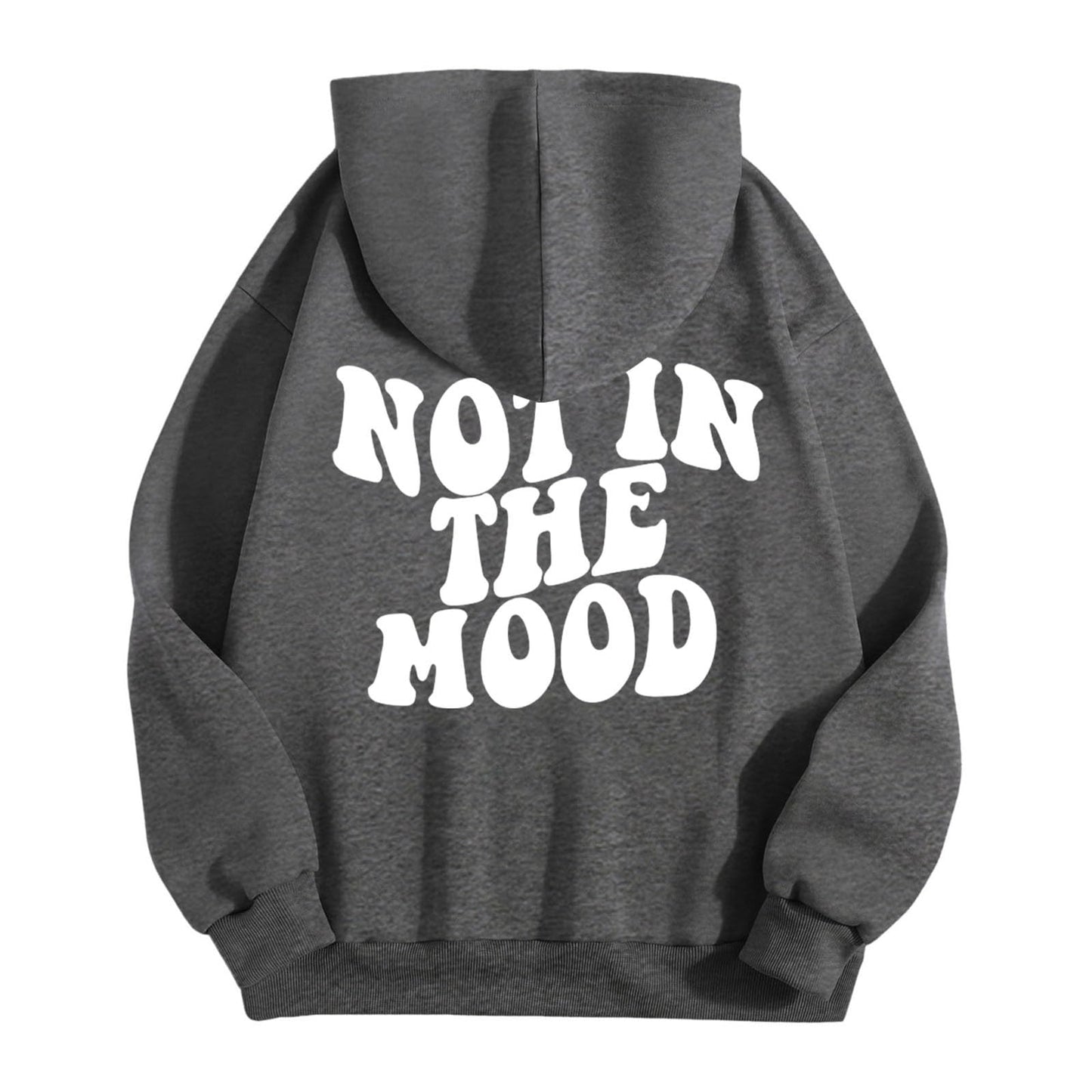 Generisch Thinking Hoodie Casual Loose Letters NOT IN The Moon Print Hoodie For Couples