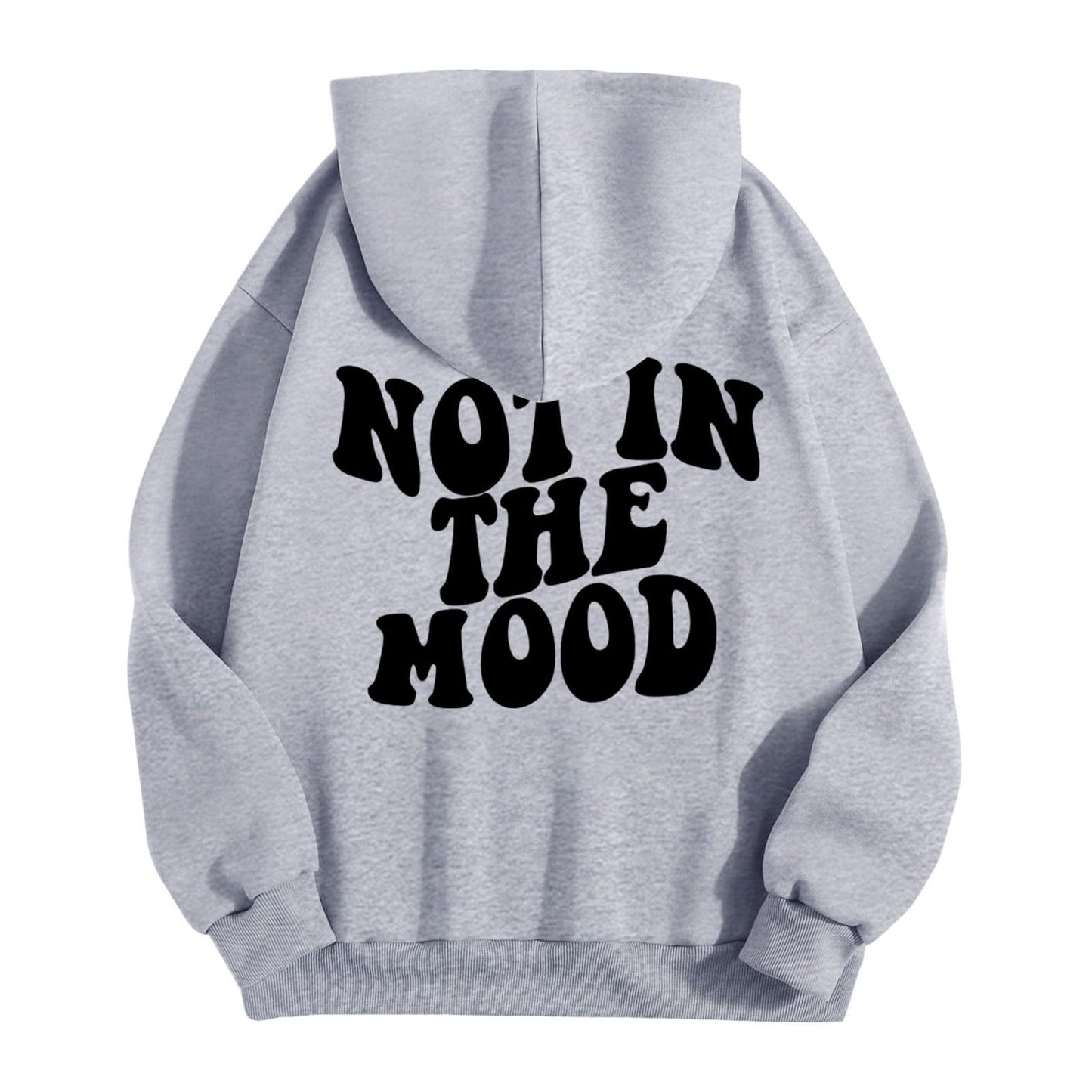Generisch Thinking Hoodie Casual Loose Letters NOT IN The Moon Print Hoodie For Couples