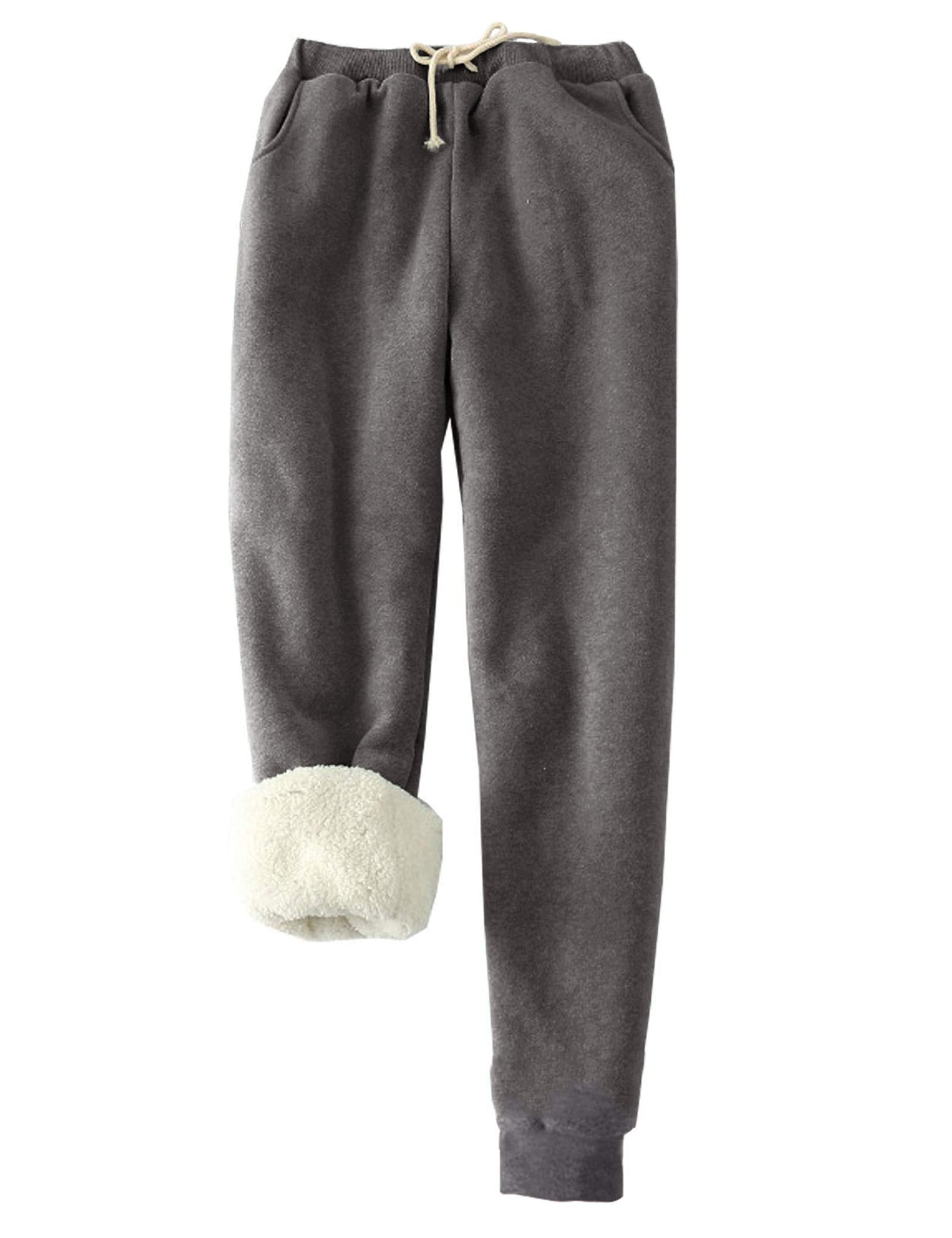 Facdiby Women's Sweatpants, Sherpa Lined Warm Athletic Joggers Winter Fleece Trousers