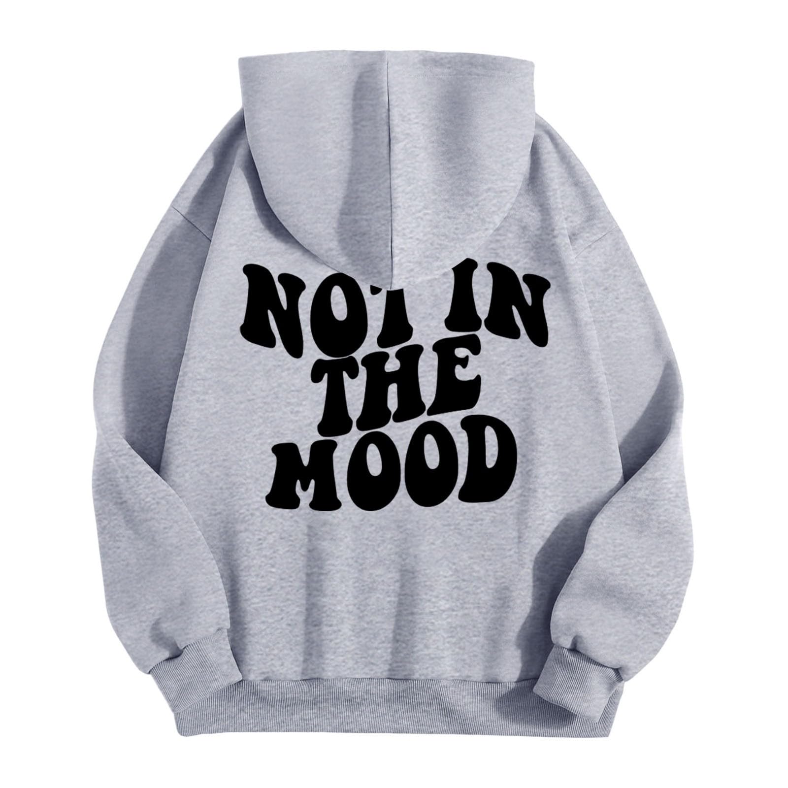Generisch Thinking Hoodie Casual Loose Letters NOT IN The Moon Print Hoodie For Couples